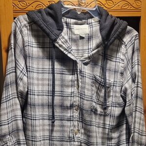 American Eagle Button-Down Flannel Hoodie